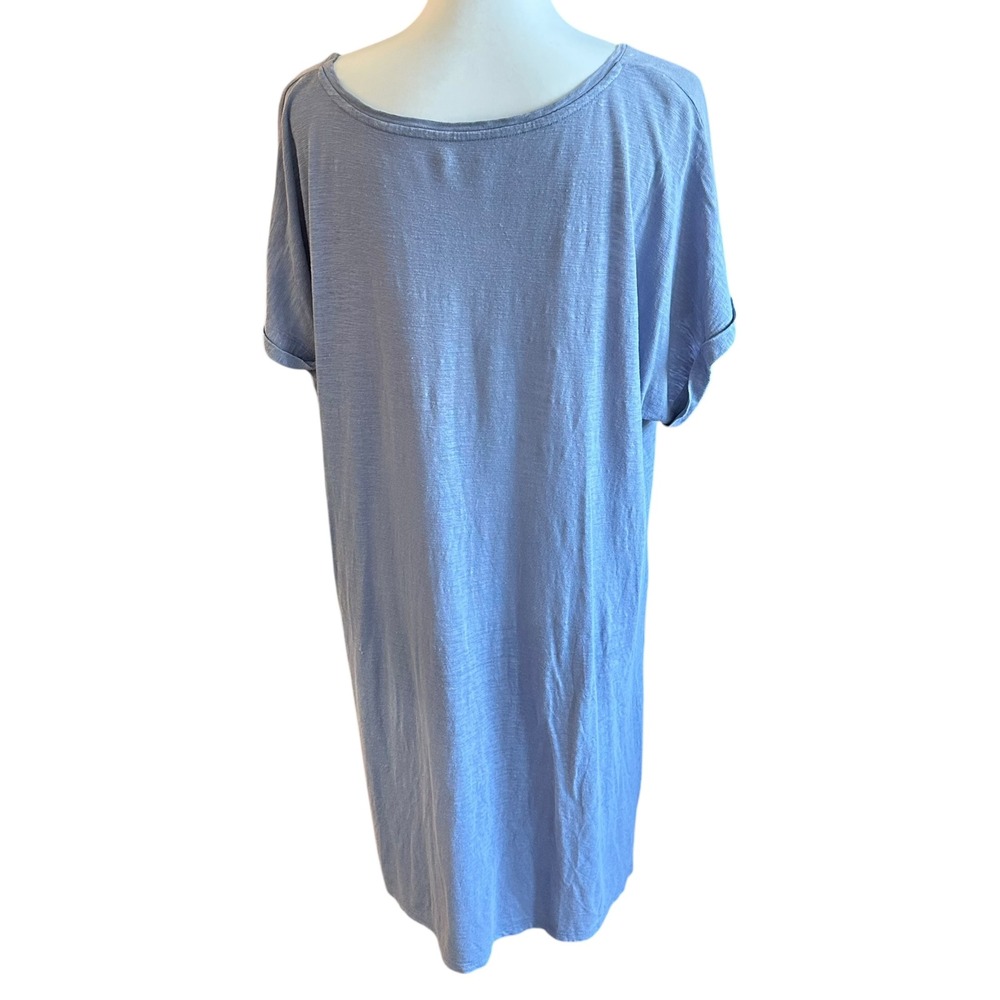 Eileen Fisher Dress Size Large Slate Blue/Gray Hemp Organic Cotton Blend Dress - Picture 3 of 10